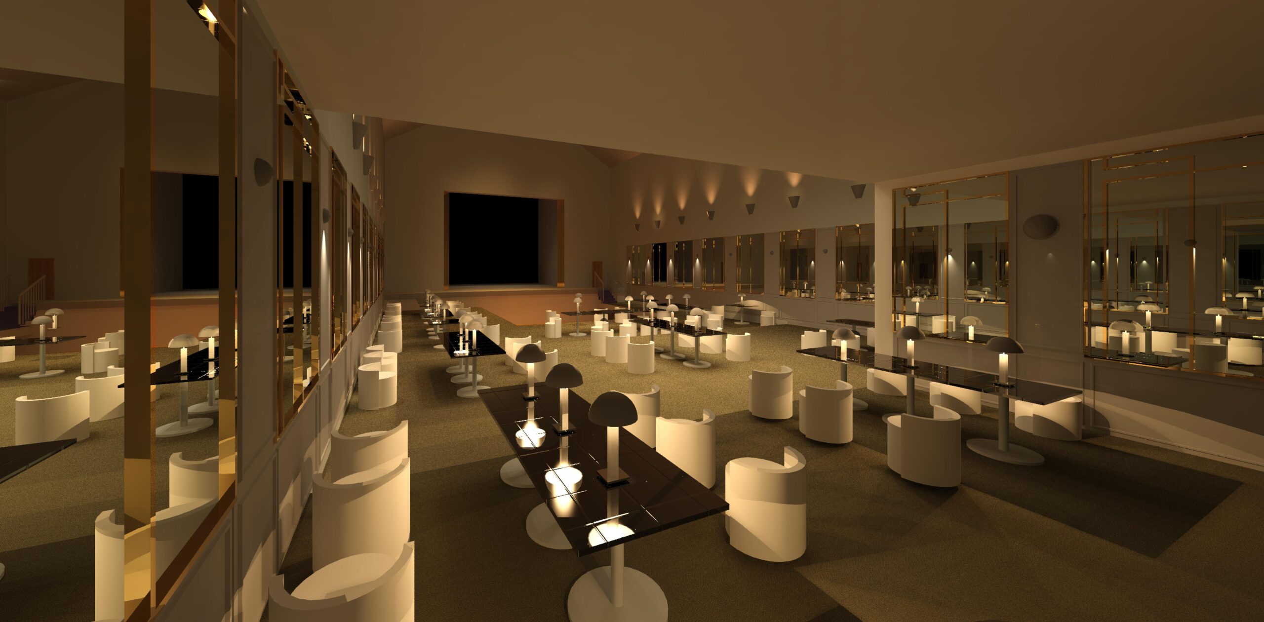 perspective view of Theatre restaurant with lighting